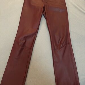 Guess Burgundy Leather Boot Cut Pants